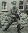 MP armed with a Gustaf Machine Gun in the Glass House 1950's