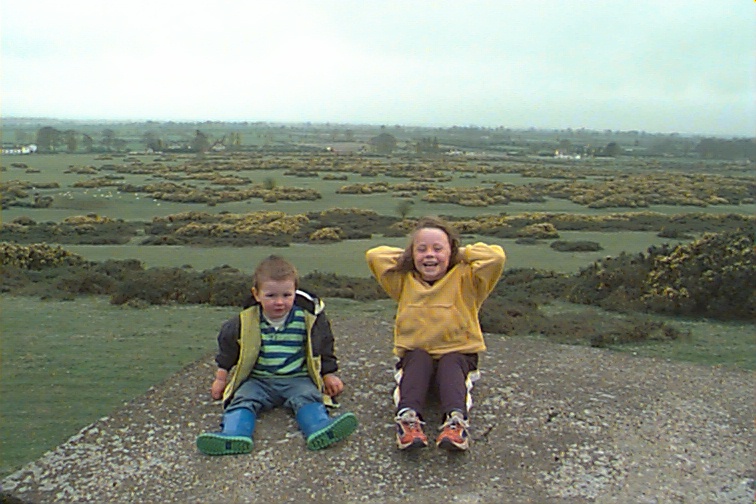 My Kid's sitting on one of the many Concrete Defensive Positions dotted around the Curragh Camp.